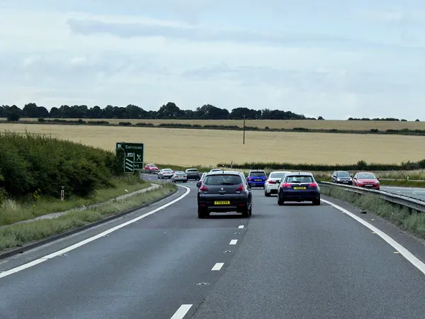 The A1: Southbound A1 approaching Darrington Service Area