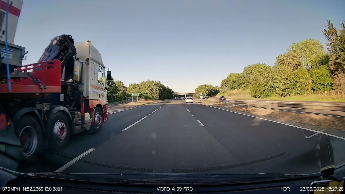 Dashcam view on the A14