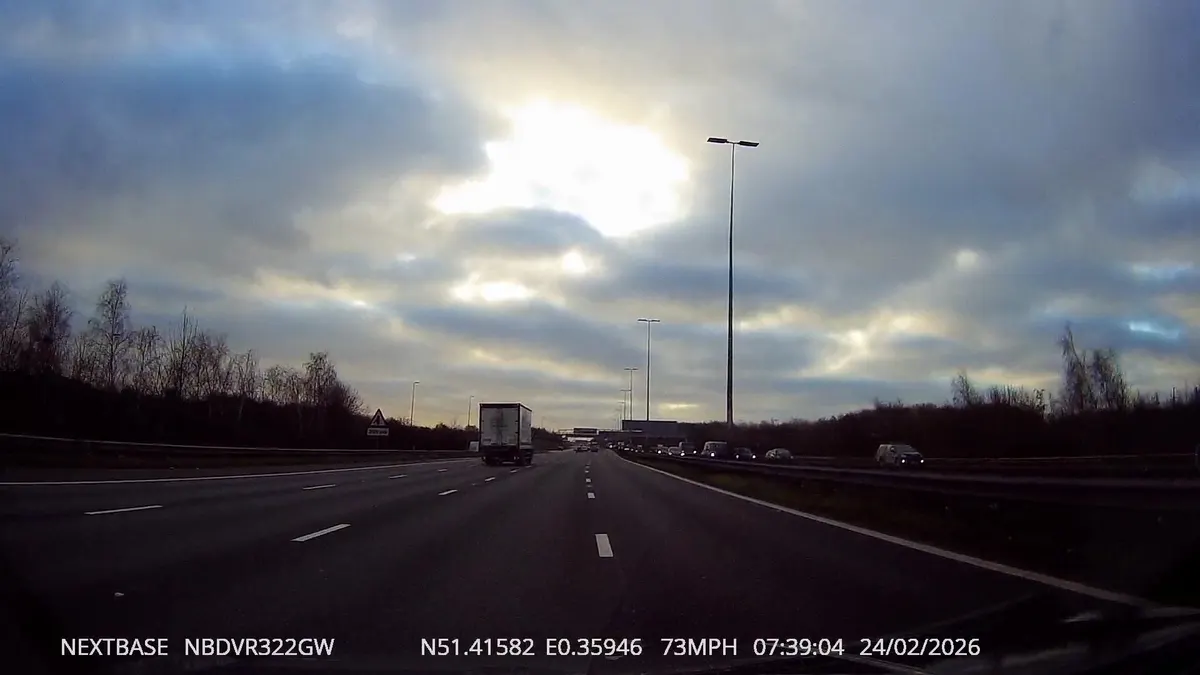 Dashcam view on the A2