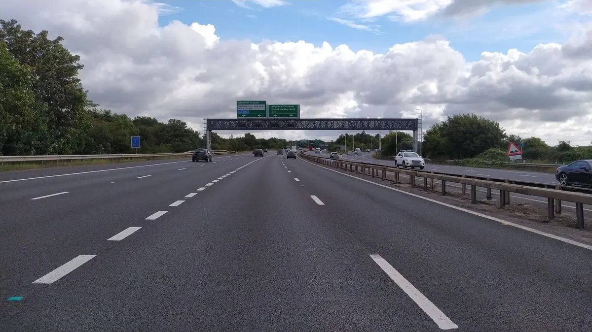 Dashcam view on the A27