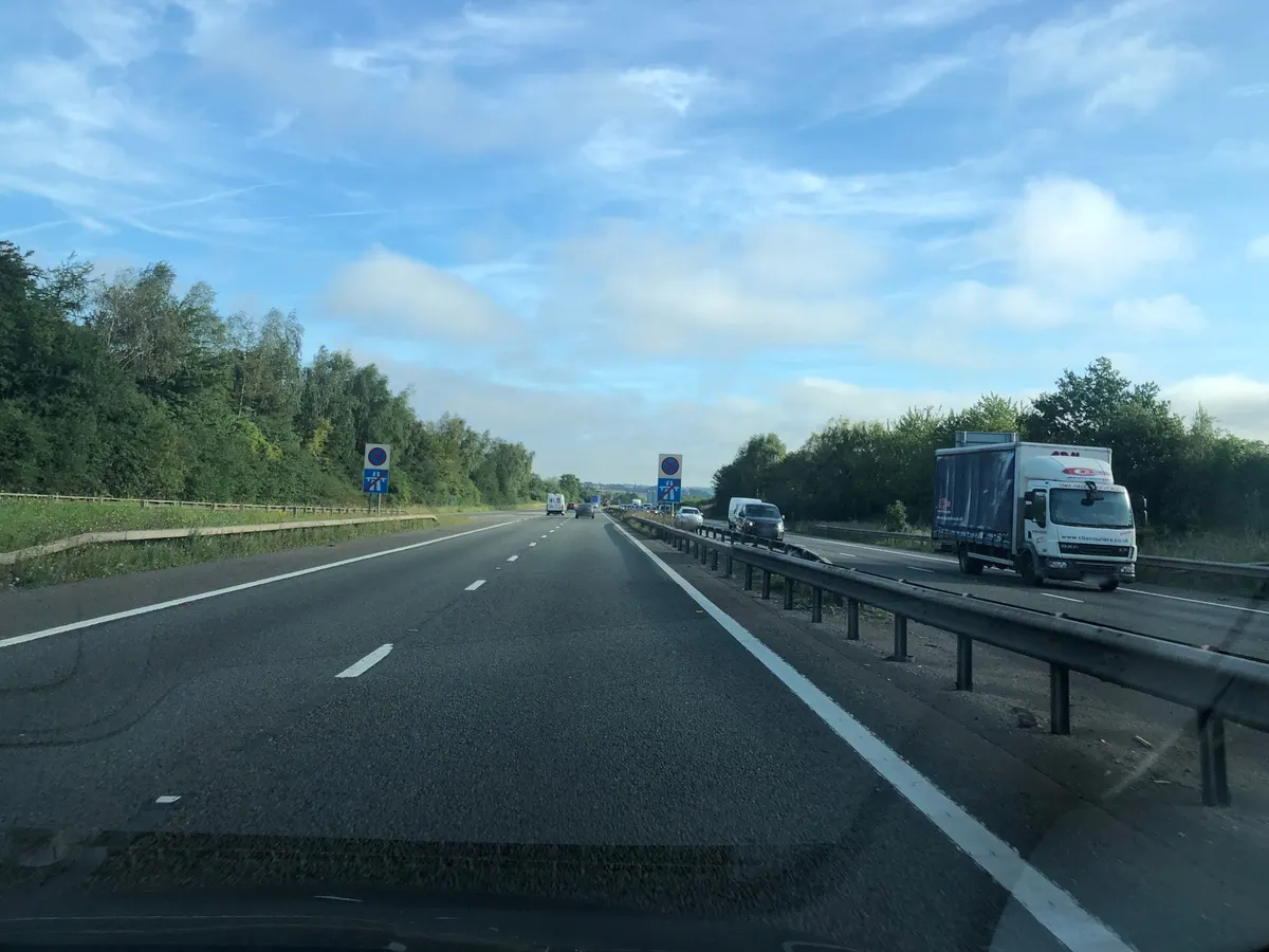 Dashcam view on the A42