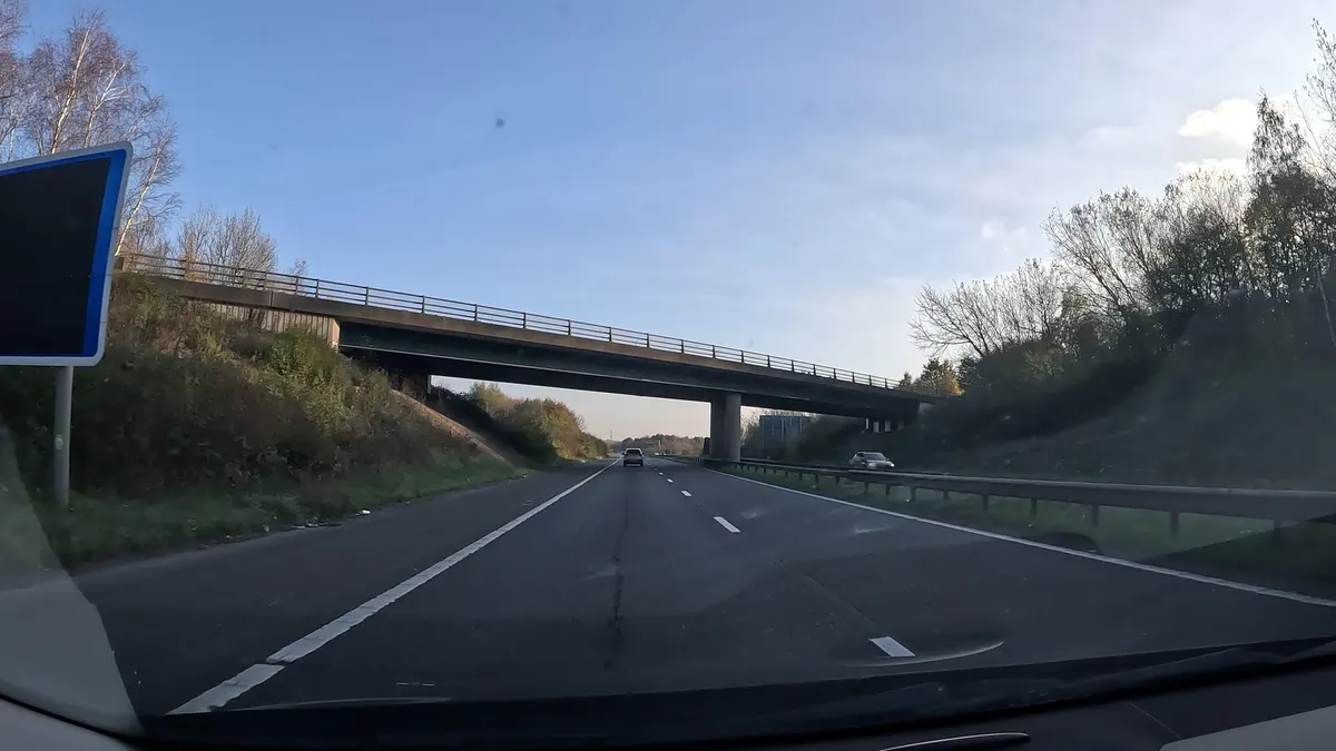 Dashcam view on the M49
