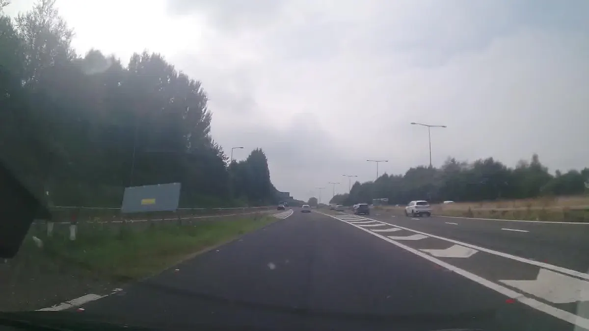 Dashcam view on the M55