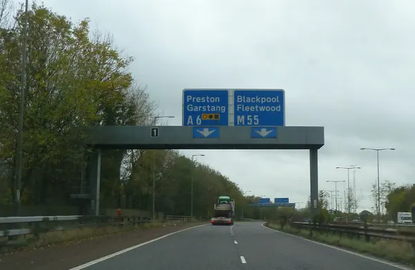 The M55: Gantry over the A6 slip road from the M55